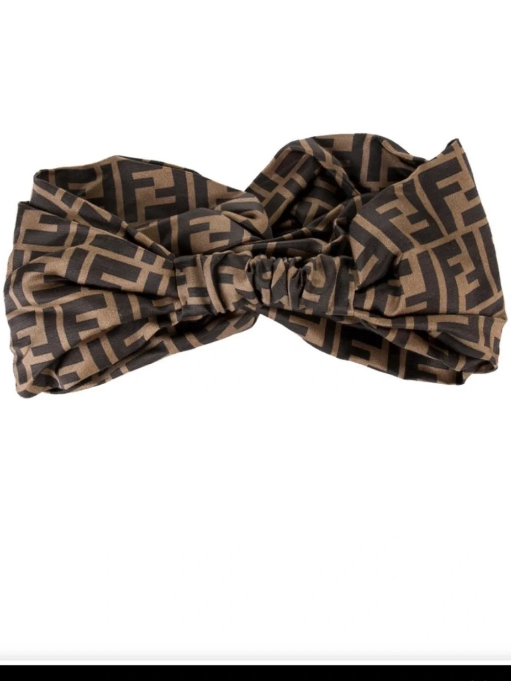 Fendi Signature FF Brown Silk Zucca Print Headband Hair Accessories Dustbag